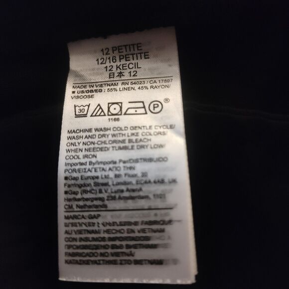 New Gap Linen Blend Pleated Easy Trouser Wide Leg Pants 12 Petite Black 32"x27" - Picture 7 of 7